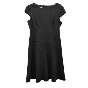 Anne Klein Dress Black Size 8 Womens Cap Sleeve Workwear Knee Length Party